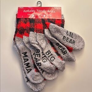 Holiday Family Set of Socks - Red and Gray Casual Socks